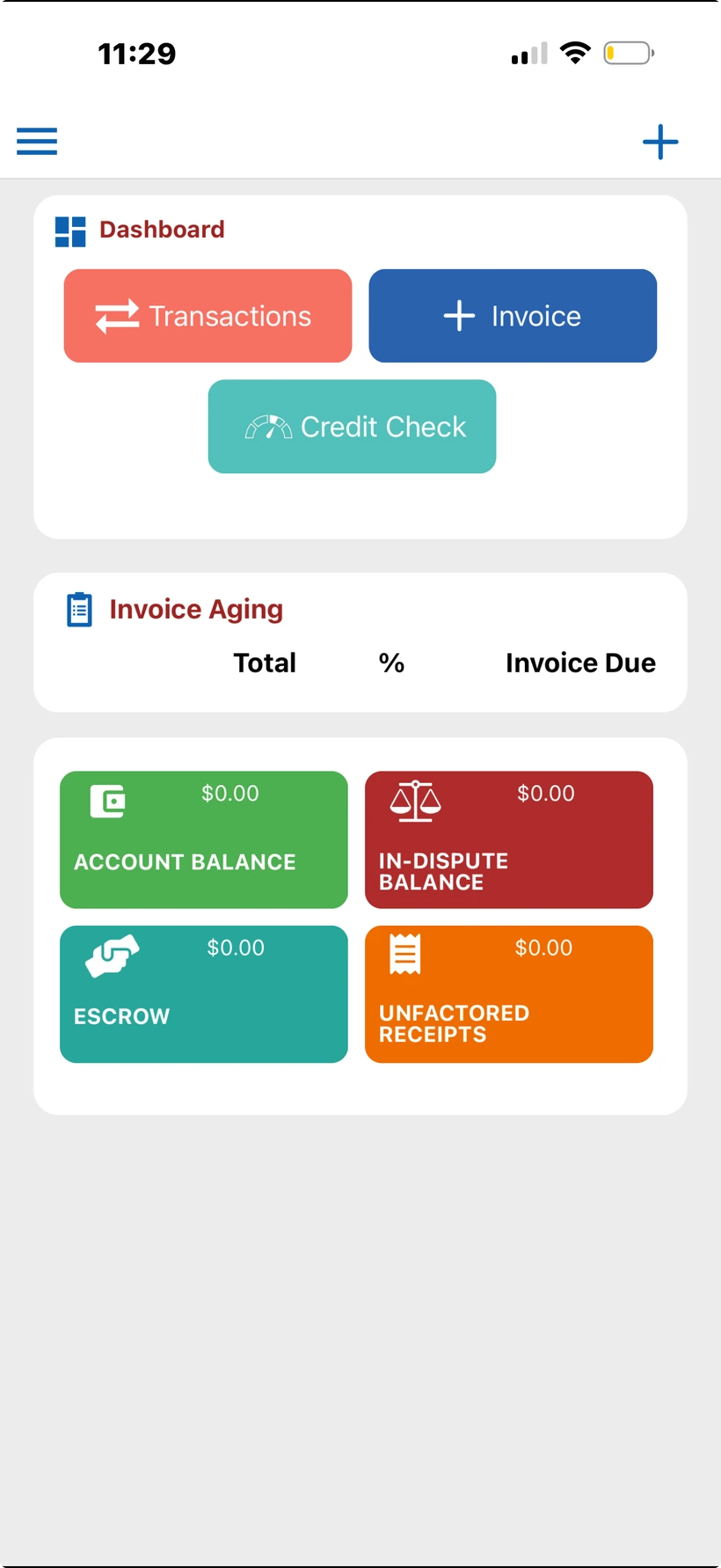 Sound Finance app dashboard with account balances